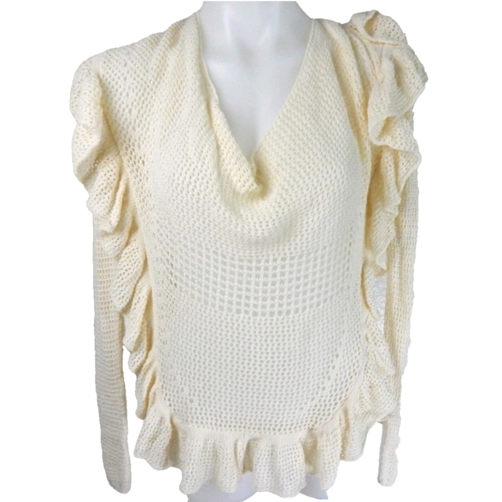 Angel Of The North Sheer Ruffle Sweater Crochet - Picture 2 of 4